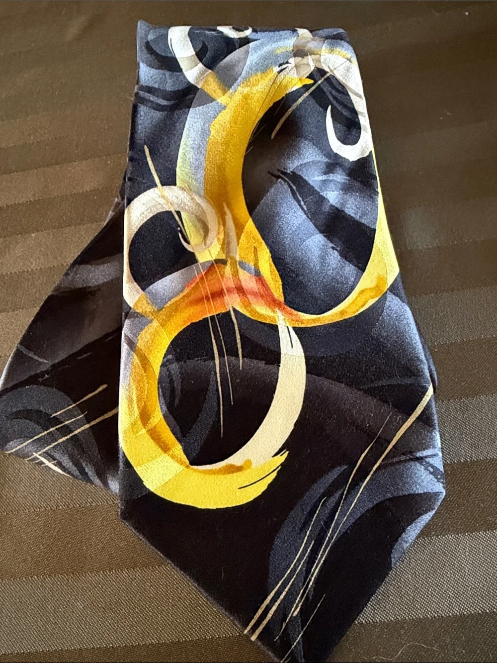 J Garcia silk tie - black and yellow - collection 58 - Clockworks